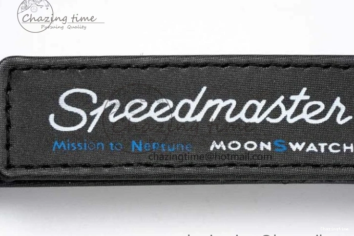 0211 ZipUp Speedmaster Misson To Neptune 1:1 Best Edition Blue Dial On Nylon Strap Quartz 7854